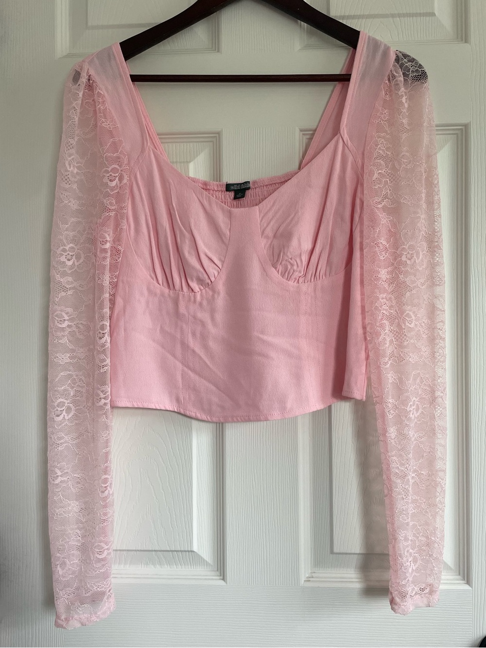 Wild Fable Pink Lace Sleeve Corset Crop Top Y2K Fairycore Size M